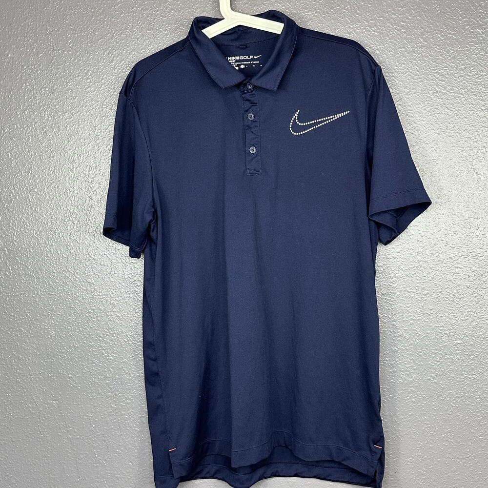 Nike Shirt Men Size Large Sport Golf Swing Blue Polo 508334-441 Dri-Fit